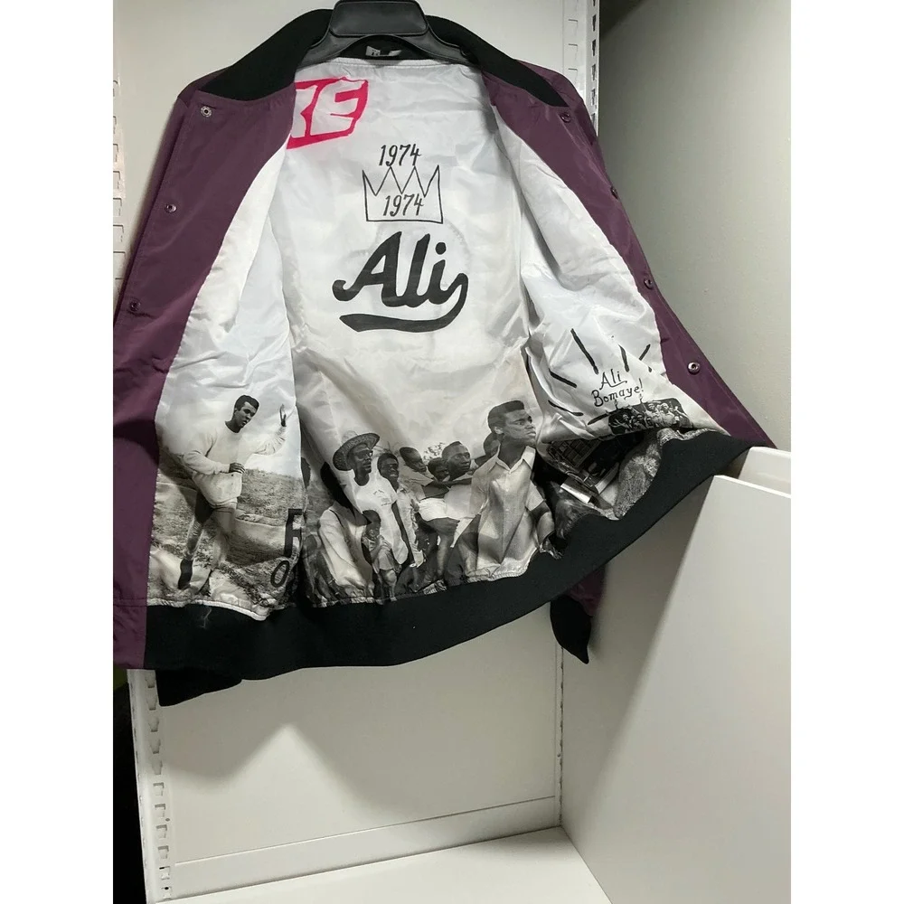 Roots of Fight Muhammad Ali Zaire 74 Bomber Jacket Purple Rumble In Jungle